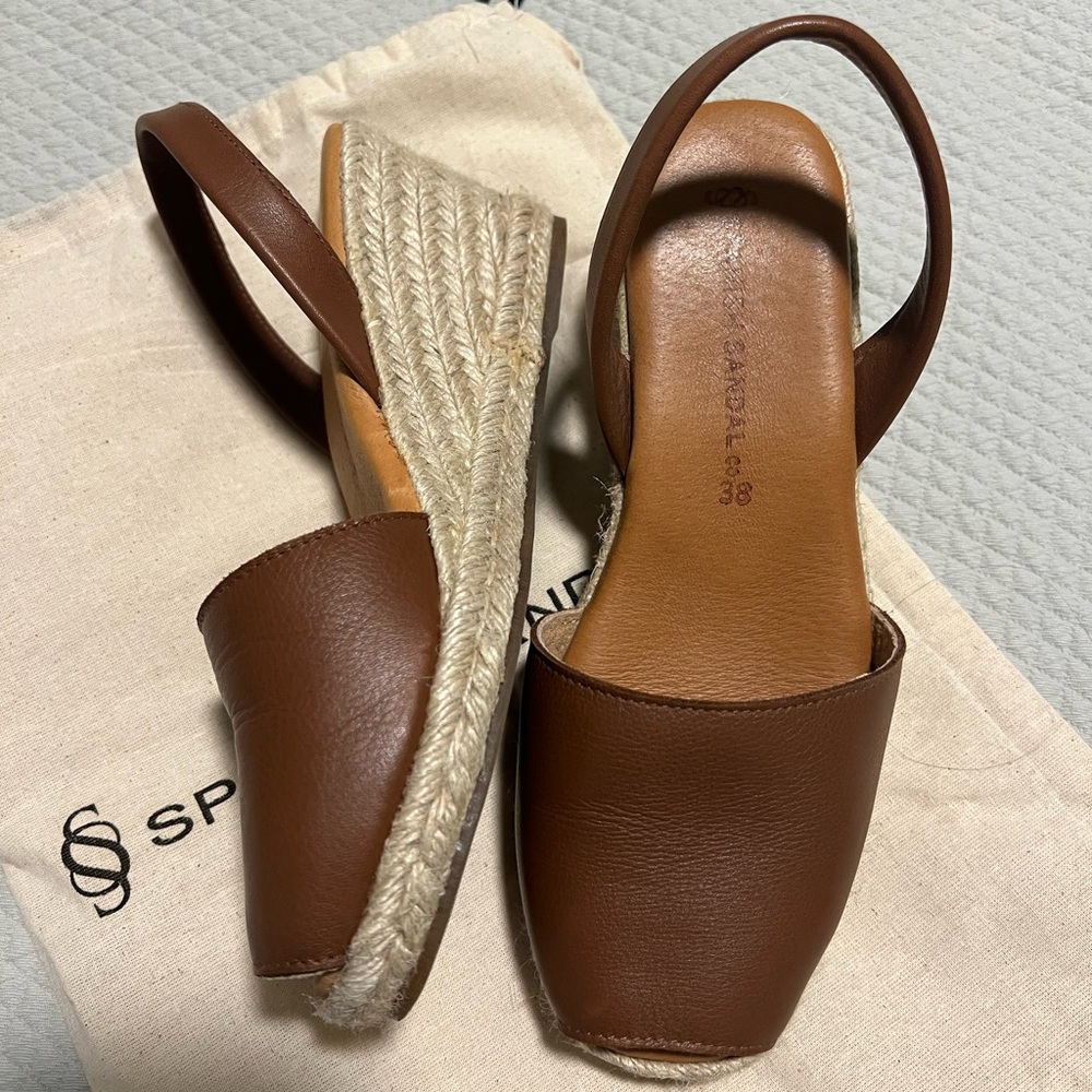 Spanish Sandal Co. Carmel Espadrille Slingback Wedges Sz 38 (7.5). - Picture 3 of 5